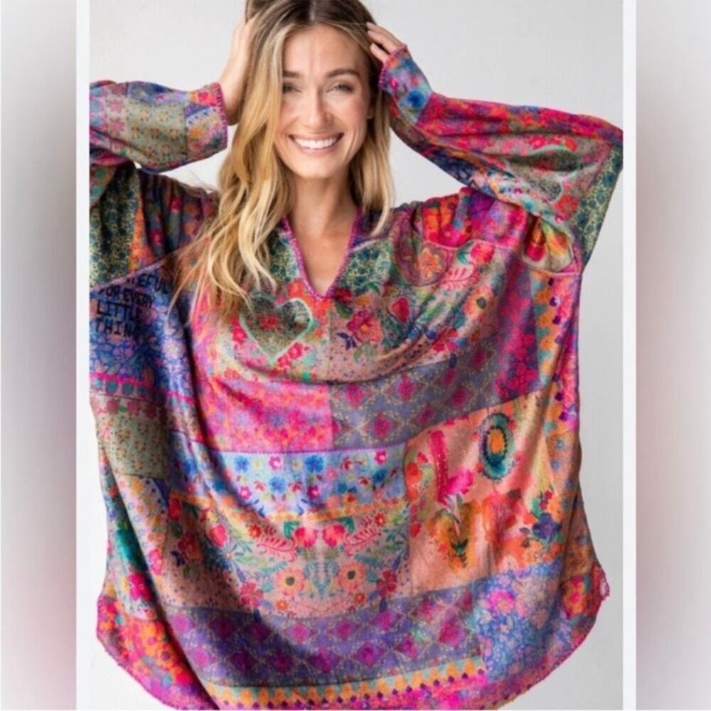 NATURAL LIFE OS Cozy Blanket Hoodie Sweatshirt Boho Patchwork Soft Warm Plush